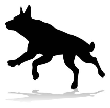 A detailed animal silhouette of a pet dog