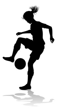 Siluet giymiş bayan bir futbolcu kadın.