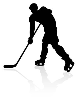 Buz hokeyi oyuncusu silueti spor illüstrasyonu