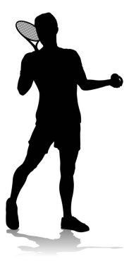 Silüet giymiş bir tenisçi erkek sporcu.