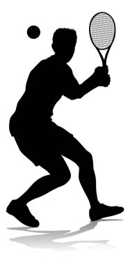 Silüet giymiş bir tenisçi erkek sporcu.