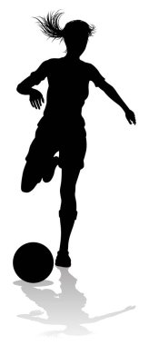 Siluet giymiş bayan bir futbolcu kadın.