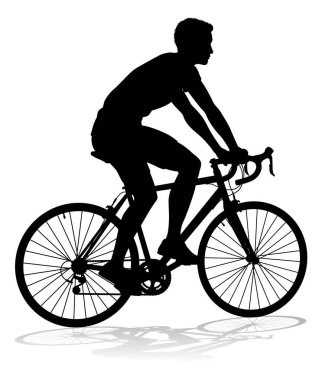 Siluette bisiklet süren bir bisikletçi.