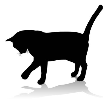 Bir siluet kedi evcil hayvan detaylı grafik