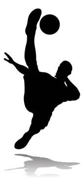 Siluette bir futbol oyuncusu veya futbolcu