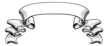 Eski moda ahşap kesim tarzında bir parşömen kurdelesi.