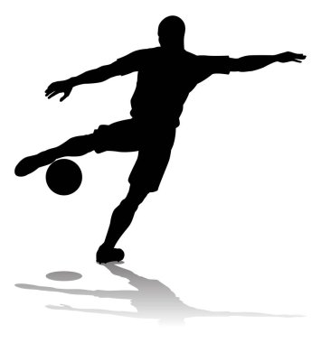 Siluette bir futbol oyuncusu veya futbolcu