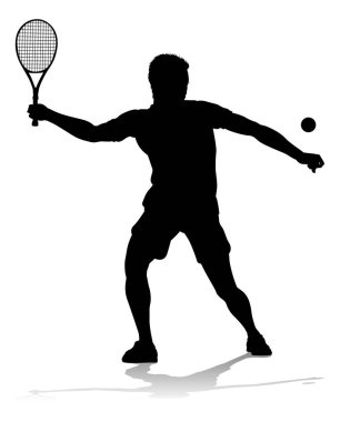 Silüet giymiş bir tenisçi erkek sporcu.