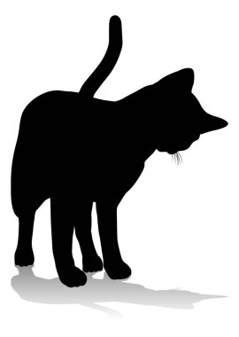Bir siluet kedi evcil hayvan detaylı grafik