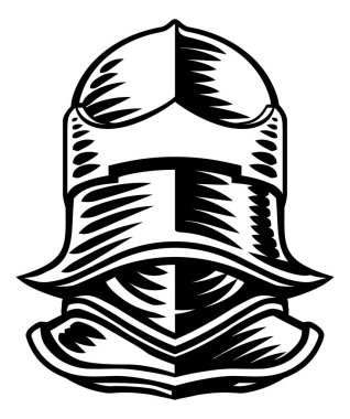 Kaliteli ahşap oymalı şövalye miğferi.