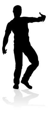 Siluet bir erkek sokak dans hip hop dansçısı