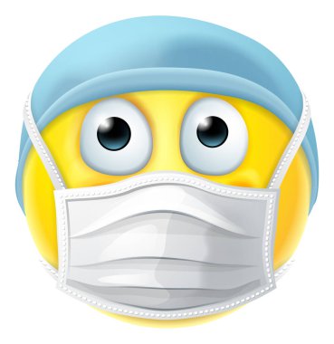 PPE tıbbi maske takan bir yüz doktoru ya da hemşire ikonu.