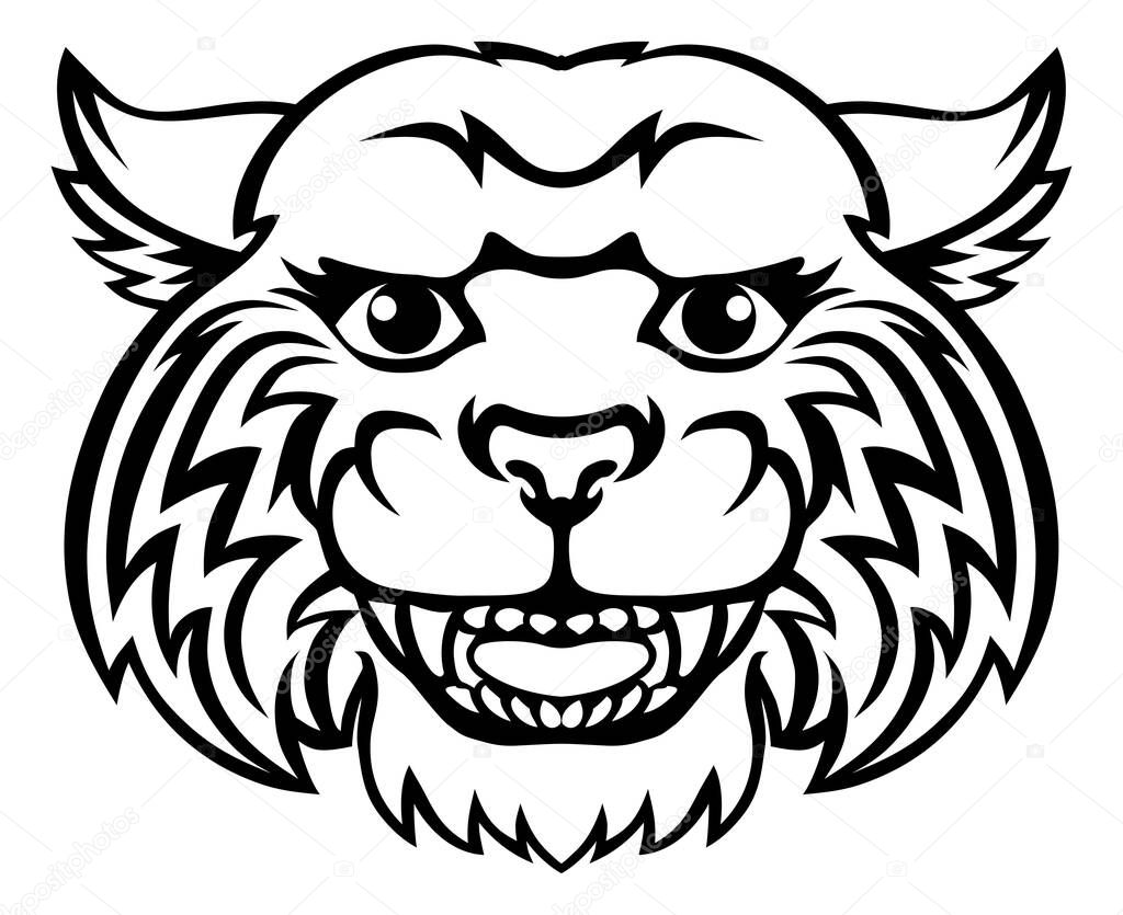 A wildcat mascot friendly cute happy animal cartoon character