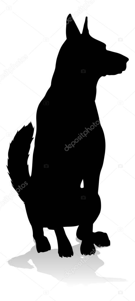 A detailed animal silhouette of a pet dog