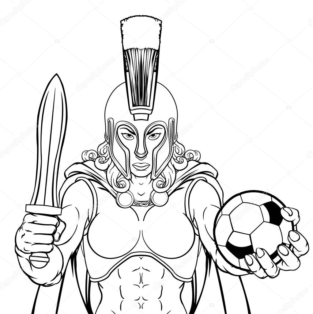 A Spartan or Trojan female gladiator warrior woman soccer football sports mascot