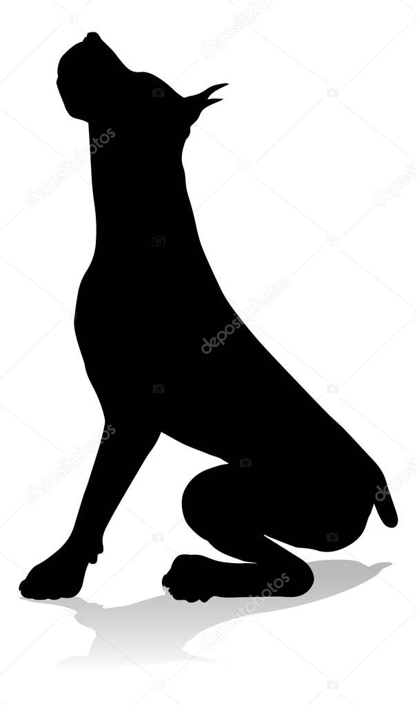 A detailed animal silhouette of a pet dog
