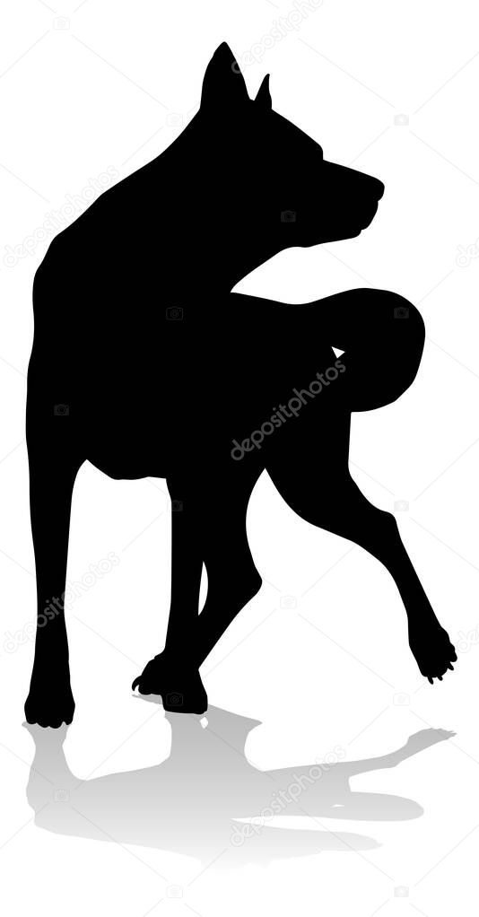 A detailed animal silhouette of a pet dog