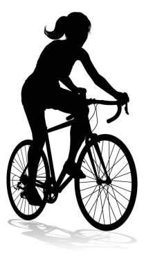 Silüet içinde bisiklet süren bir kadın.