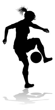 Siluet giymiş bayan bir futbolcu kadın.