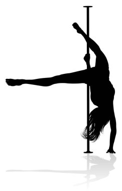 Bir kadın striptizci silüet spor yapıyor.