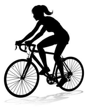Silüet içinde bisiklet süren bir kadın.
