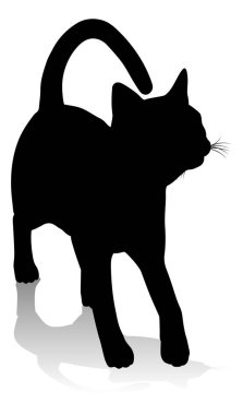 Bir siluet kedi evcil hayvan detaylı grafik