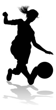 Siluet giymiş bayan bir futbolcu kadın.