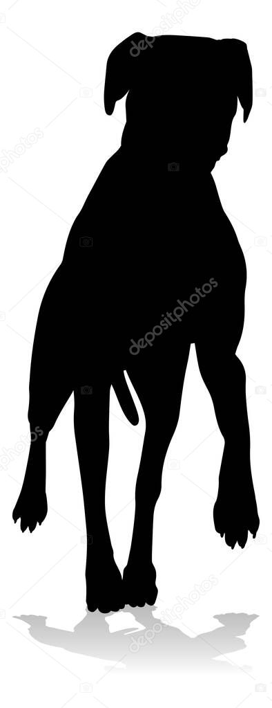A detailed animal silhouette of a pet dog