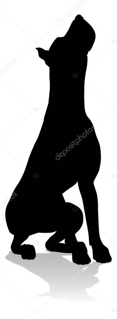A detailed animal silhouette of a pet dog