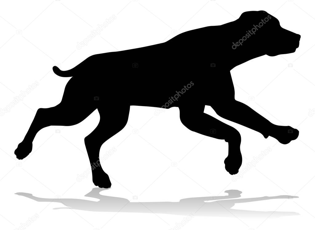 A detailed animal silhouette of a pet dog