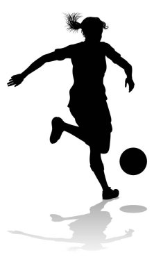 Siluet giymiş bayan bir futbolcu kadın.