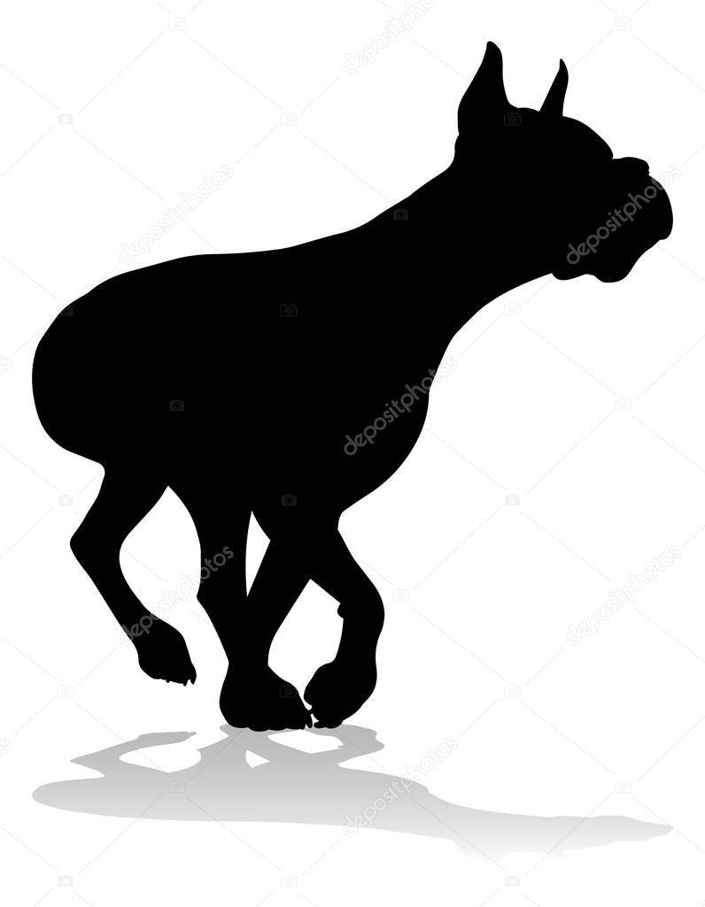 A detailed animal silhouette of a pet dog