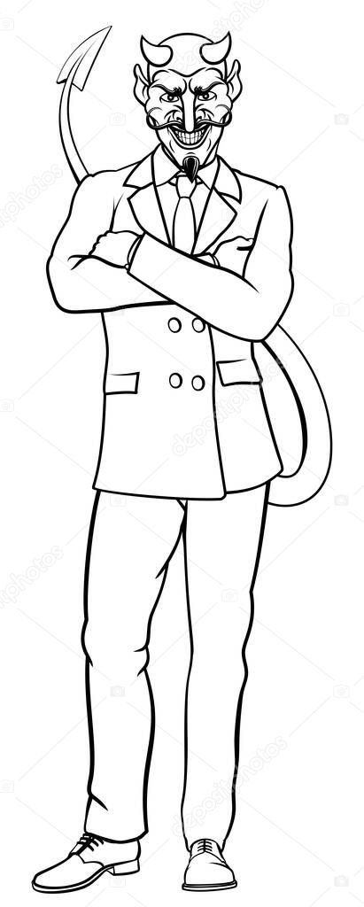 An evil devil or Satan businessman in business suit
