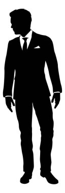 A business man in a smart suit and tie silhouette outline person