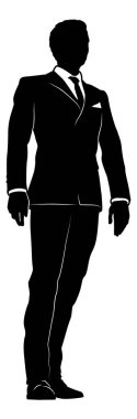 A business man in a smart suit and tie silhouette outline person