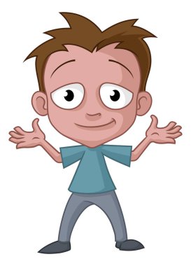 Kolları havada mutlu bir adam çizgi film maskotu çizimi