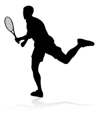 Bir tenis oyuncusu silueti sporcu tasarım elementi