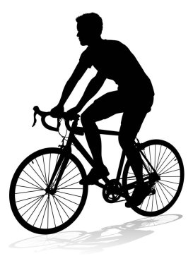 Siluette bisiklet süren bir bisikletçi.
