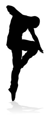 Siluet bir erkek sokak dans hip hop dansçısı