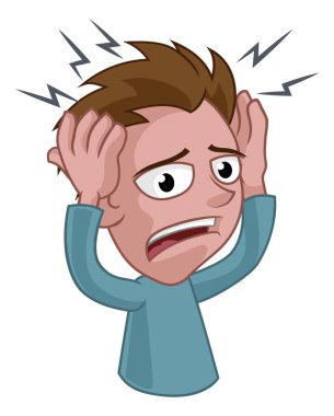 Stres endişesi ya da baş ağrısı çeken bir adam.