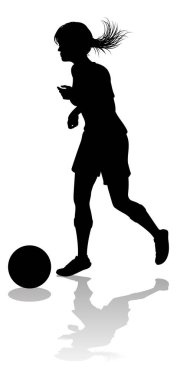 Siluet giymiş bayan bir futbolcu kadın.