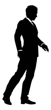 A business man in a smart suit and tie silhouette outline person
