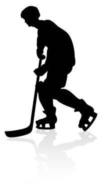 Detaylı bir siluet buz hokeyi oyuncusu spor illüstrasyonu