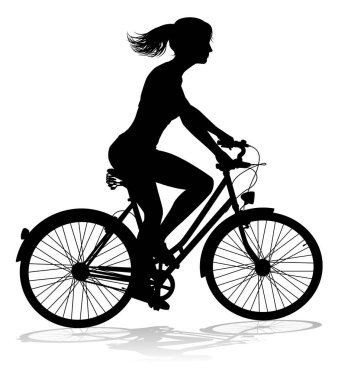 Silüet içinde bisiklet süren bir kadın.