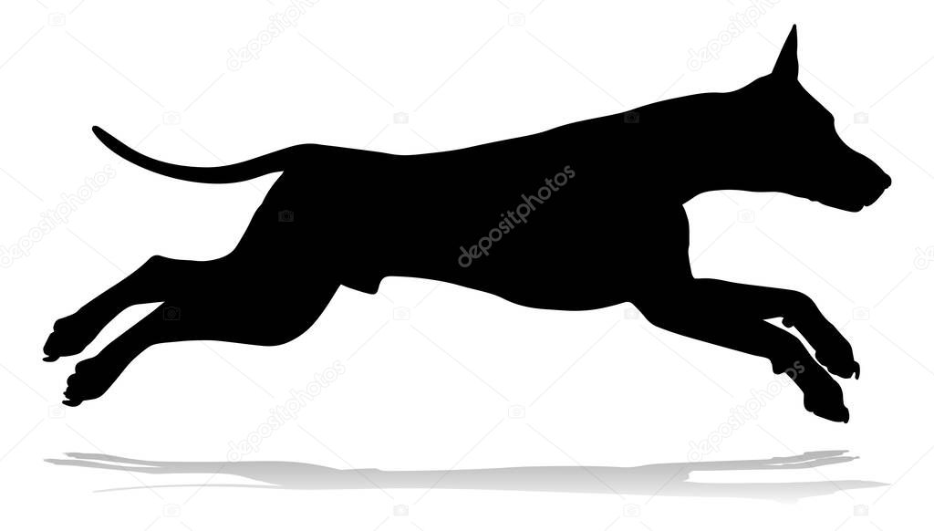 A detailed animal silhouette of a pet dog