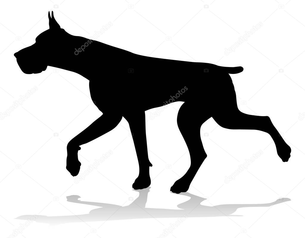 A detailed animal silhouette of a pet dog