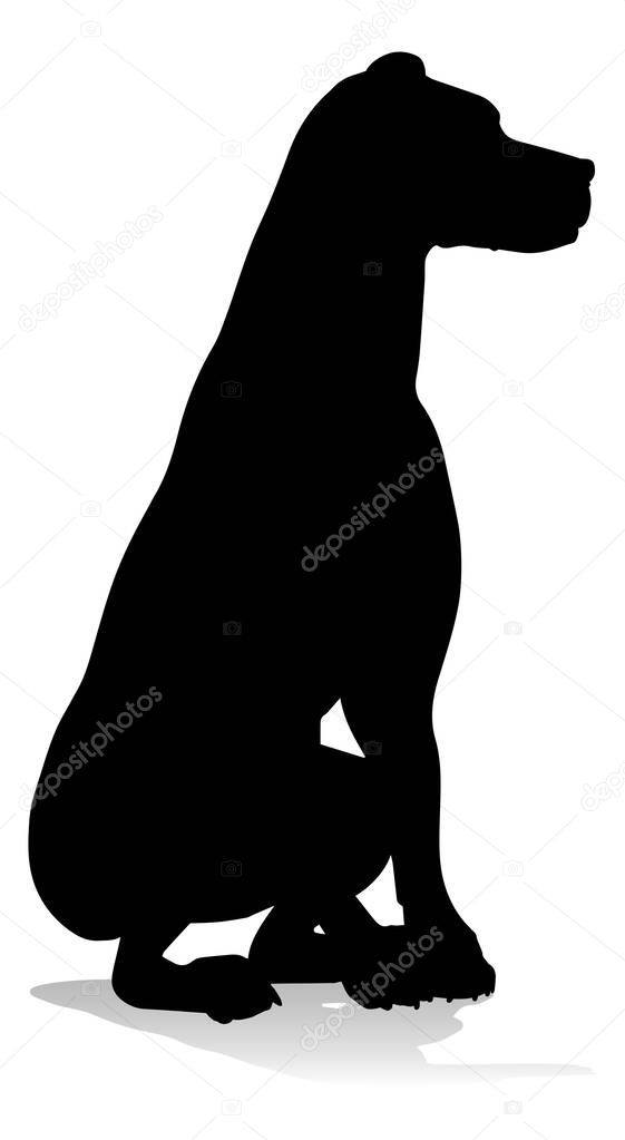 A detailed animal silhouette of a pet dog