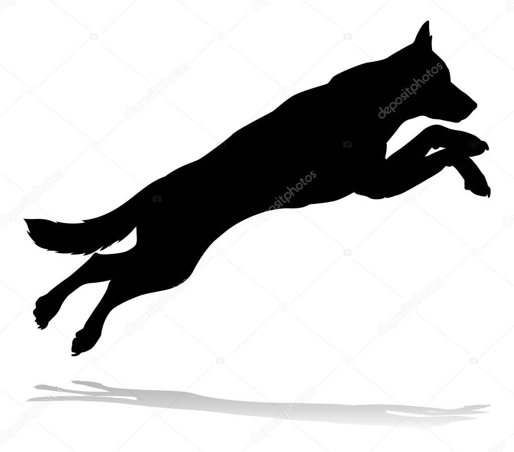 A detailed animal silhouette of a pet dog