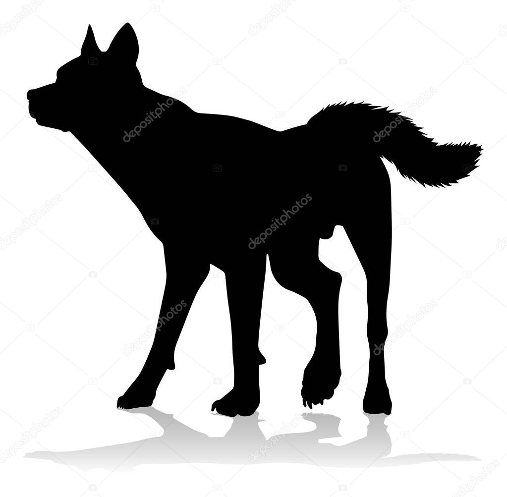 A detailed animal silhouette of a pet dog