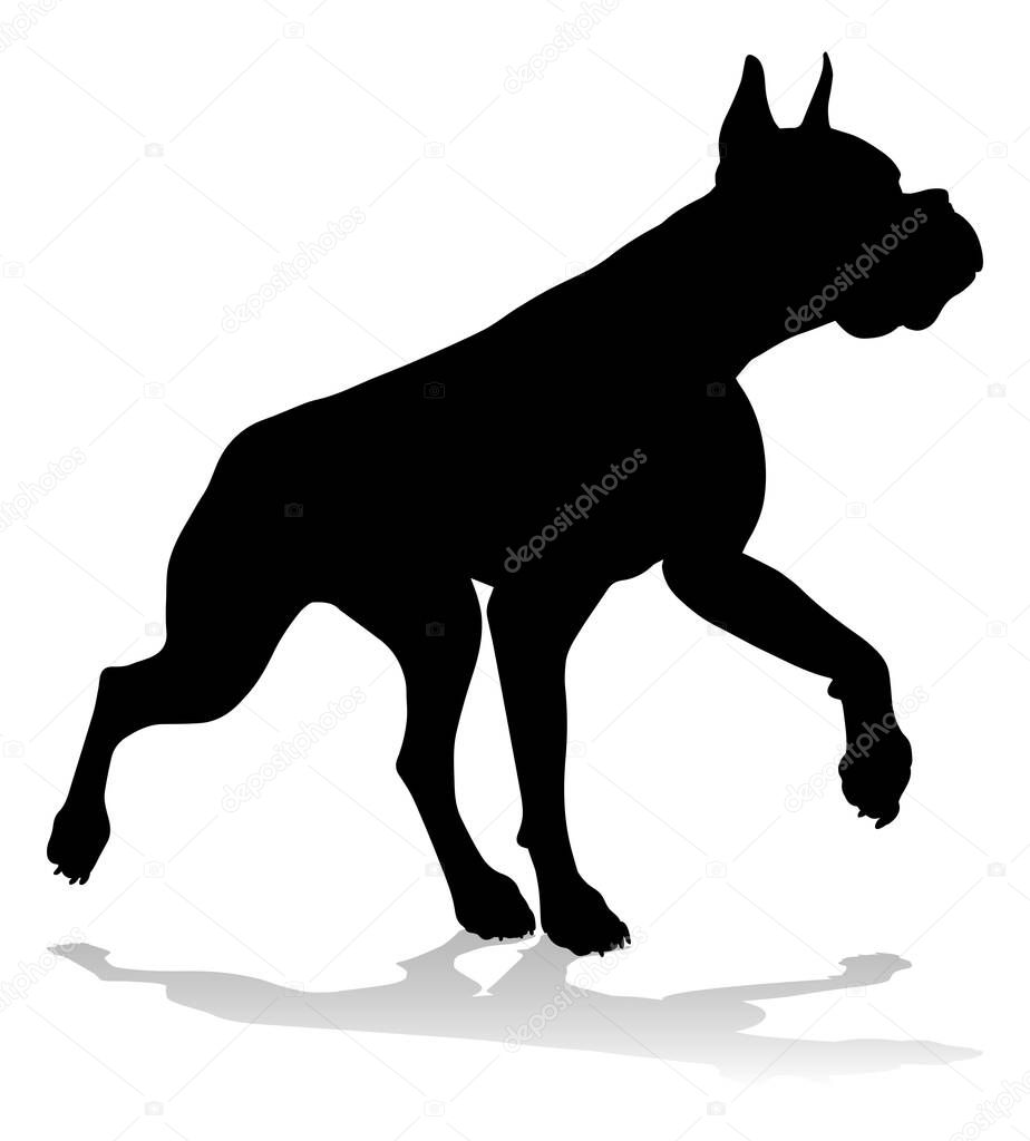 A detailed animal silhouette of a pet dog